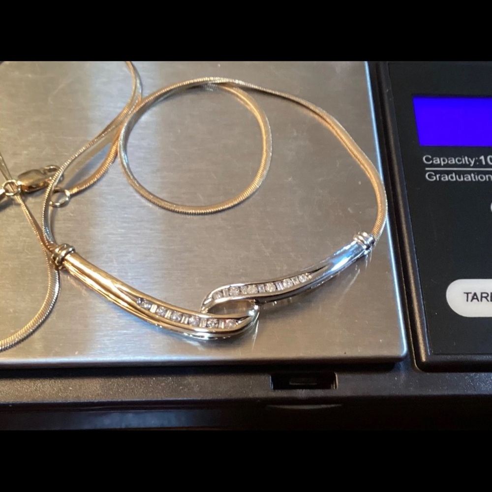 Yellow and white gold diamond necklace